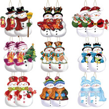 18PCS Christmas Wooden Pendant Wooden Small Hanging Christmas Tree Hanging Oranment Handmade DIY Pendants A