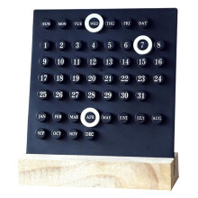 Acrylic Wooden Base Handmade DIY Calendar Office Desktop Home Decoration Digital Small Ornaments Black