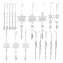 18 Pcs Christmas Tree Crystal Ornaments Acrylic Snowflake Christmas Tree Decorations Hanging Ornaments