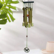 Decorative Wind Bell 26Inches Wooden Wind Bells Outdoor Wind Chimes Melody Sympathy Garden Decor Copper Butterfly Deep