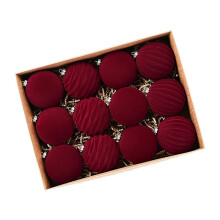 Christmas Balls Christmas Tree Decor 12Pack Luxurious Flocked Christmas Ornaments  Bauble for Christmas ThemeParty A