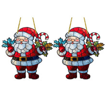 Adornos Navideños de Papá Noel, Adornos Acrílicos Coloridos para Ventanas, Porches, Etiquetas Colgantes con Cadena, Colgantes para Exteriores