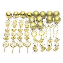 36Pcs Christmas Christmas Tree Hanging Pendants Printed Shaped Pendant Christmas Spheres Gold