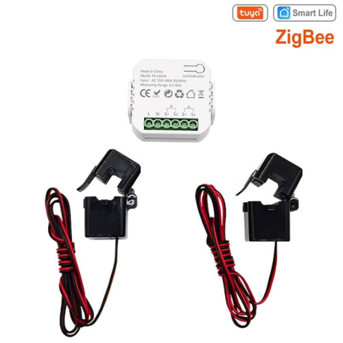 Tuya ZigBee    Power Voltage Current Meter APP Real- Power Statistics Consumption Querying 1CT 2