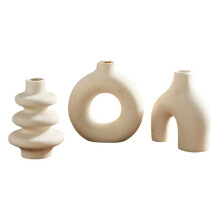Modern Boho Vases for Home Decor, Small Flower Vases for Pampas Grass, Round White Vases Centerpieces for Wedding