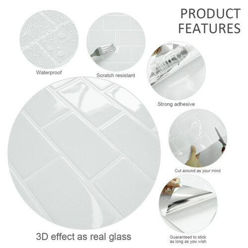 3D Texture Tile Sticker Backsplash Wallpaper for Kitchen Bathroom Laundry Room Enhanced Backing Adhesion Thicker Design 1