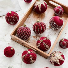 Palline di Natale Ornamenti Vino Rosso Floccaggio Decorazione Albero di Natale Capodanno Sfere di Natale B