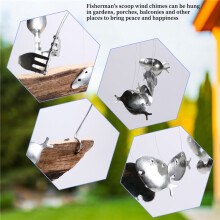 Fisherman Sculpture Wind Chimes Indoor Outdoor Home Garden Decoration Hanging Ornaments Gift Garden Decoration