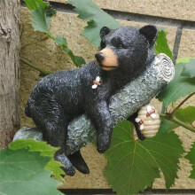 Simulation Animal Ornaments Black Bear Hugging Tree Statue Courtyard Outdoor Decoration Simulation Garden Wall Hanging