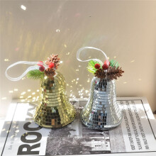 Bell Disco Pendant Cute Fashion Retro Christmas Bell Mirror Reflection Ornaments Christmas Tree Decoration B