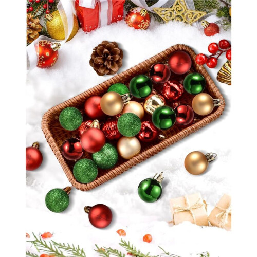 49 Peças de Enfeites de Bola de Natal, Decorações de Árvore, 1,18 Polegadas, Pequenas Bolas Penduradas Inquebráveis B 2