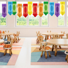 12 Piezas de Decoraciones para Fiesta de Regreso A Clases, Crayones, Decoración para el Techo del Aula, Linternas de Papel Colgantes, Globos de