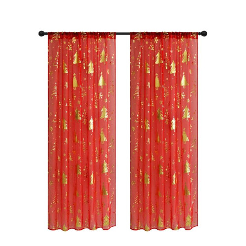 2 Cortinas Transparentes de Natal com Estampa de Flocos de Neve para Janela para Sala de Estar 52 Polegadas de Largura X 83,9 Polegadas de Comprimento 1