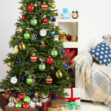 24 Enfeites de Bola de Árvore de Natal de 2,4 Polegadas, Decorações de Plástico Brilhantes para Pendurar para Decoração de Natal