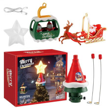 Classic Christmas Tree Top Rotating Carousel with Music & Lights for Indoor/Outdoor Use, Christmas Decorations
