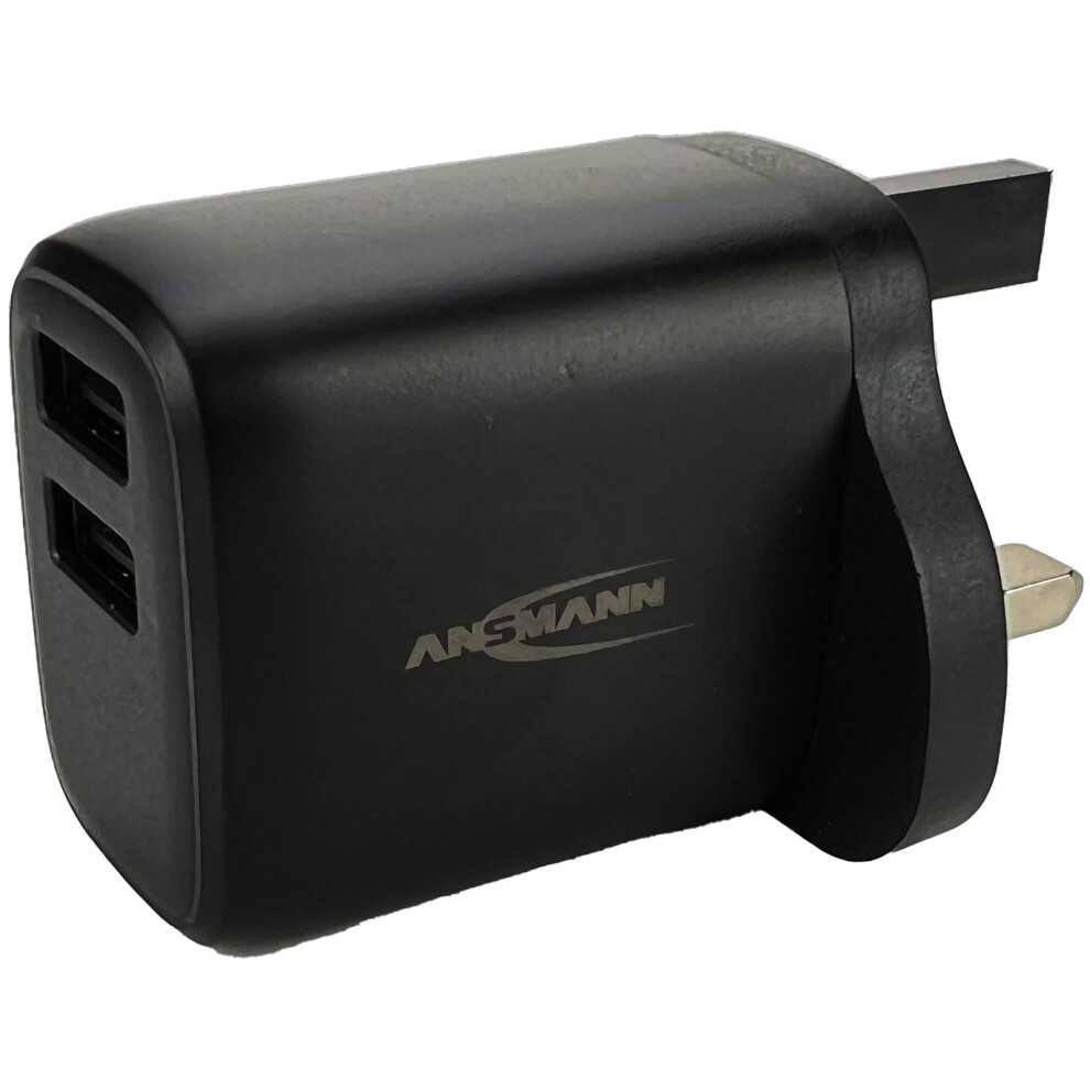 Ansmann 1001-0105 5V 2.4A Dual Usb Output Charger For Mobile Phones And Tablets 4013674176519