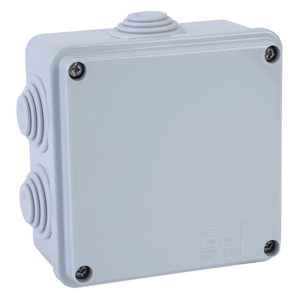 Gewiss Gw 44 004 Junction Box Ip55 Screwed Lid Grey 100 X 100 X 50Mm 6 Holes 8011564013698