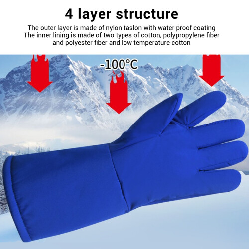 2 Pcs LN2 Gloves 48cm, 4-Layer Low Temp Resistant Liquid Nitrogen Protective Gloves 1