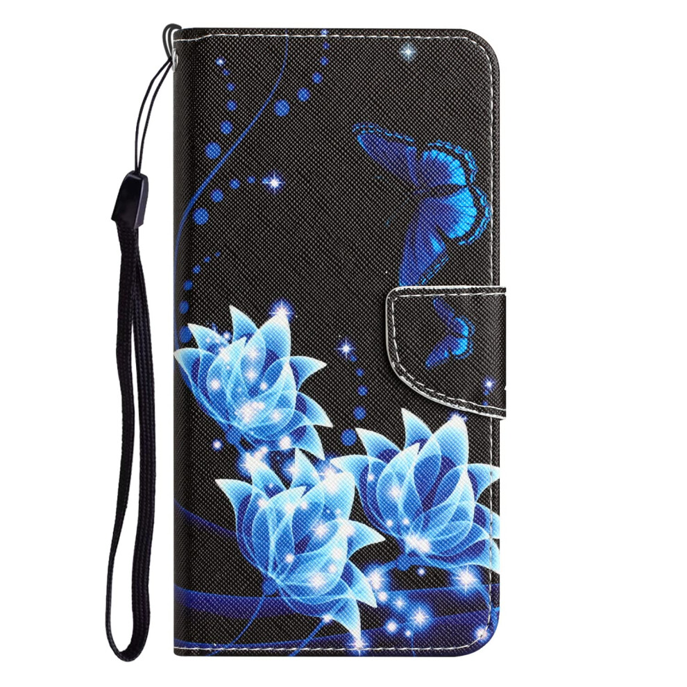 Butterfly Leather Wallet Case With Magnetic Closure And Shockproof Protection For Vivo Y02s And Y16 Blue 9092120793970