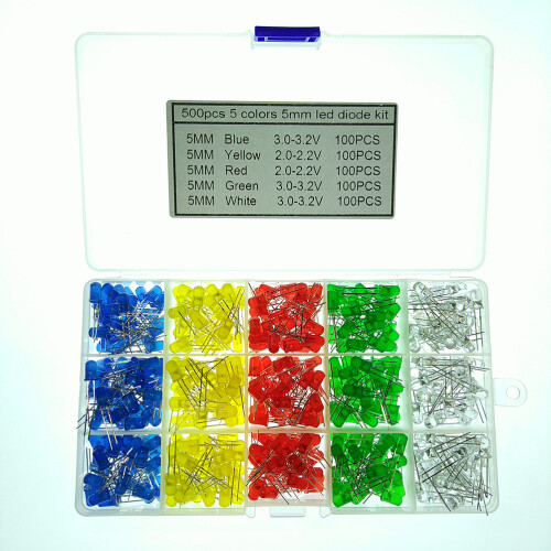 Super Bright LED Light Emitting Diodes5mm Round Head Type Assorted Kit With Storage Box For School Science Projects Wide Application In Electrical
