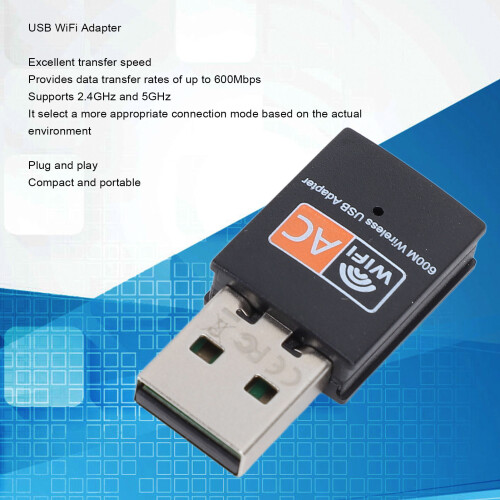 600Mbps USB WiFi Adapter for Windows/Linux OS 2.4GHz/5GHz 2