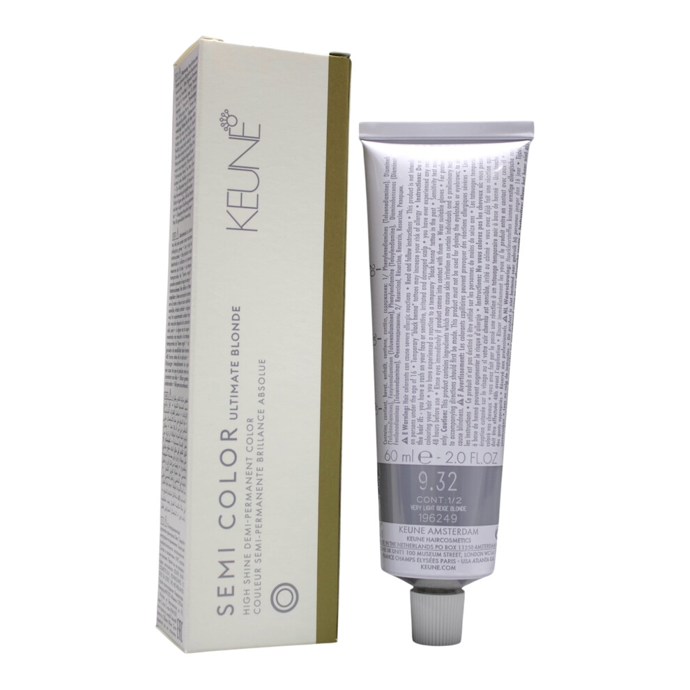 Keune Cream Semi Color 9.32 Demi-Permanent Color Very Light Beige Blonde 2 Oz
