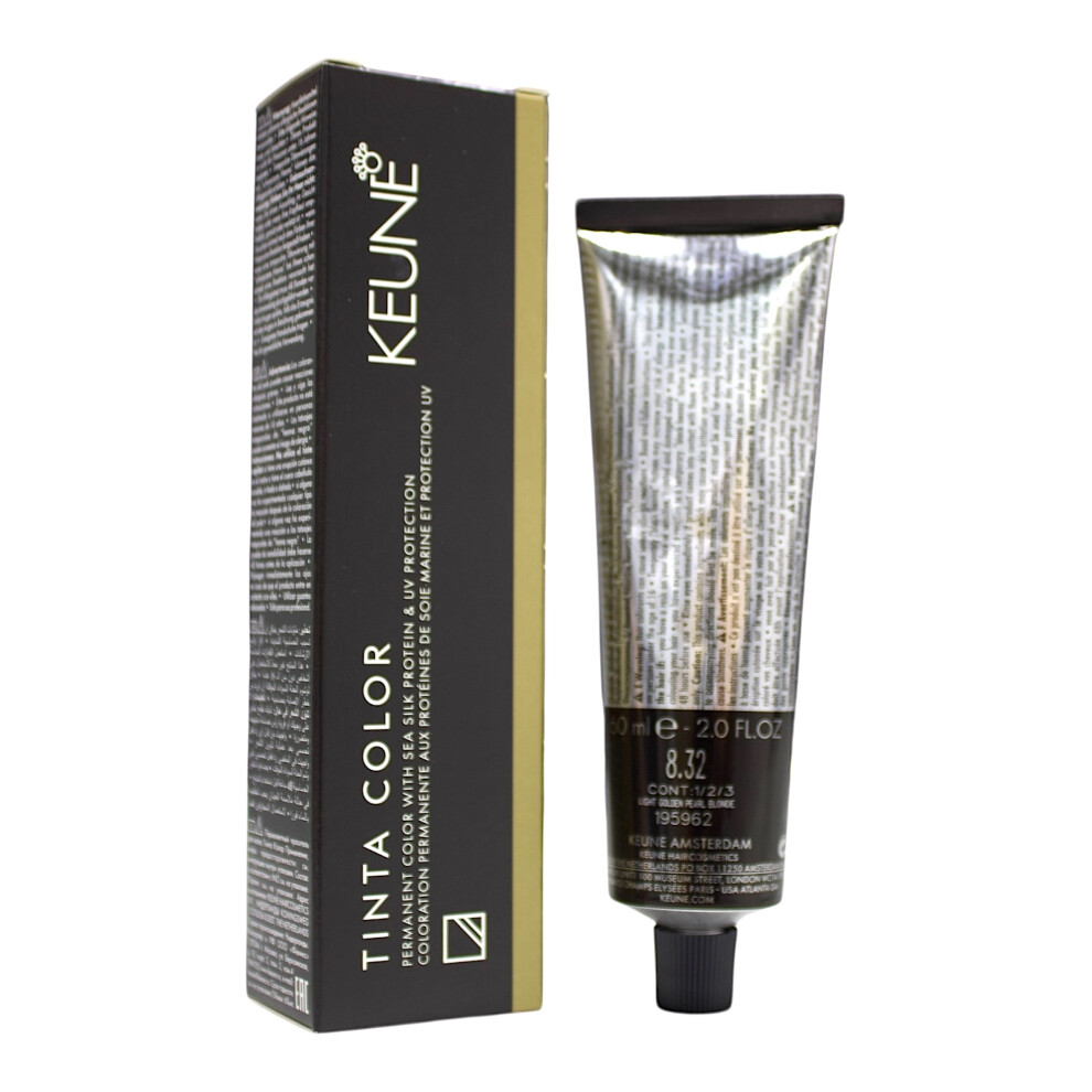 Keune White Tinta Color 8.32 Permanent Color Light Golden Pearl Blonde 2 Oz