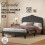 Levede Small Dbl Scalloped Linen Bed Frame Grey 1