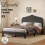 Levede King Scalloped Linen Upholstered Bed 11