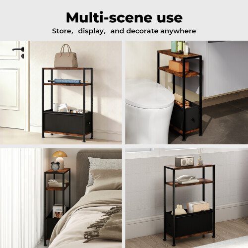 Levede Side End Table Industrial 3 Tier Wooden 2