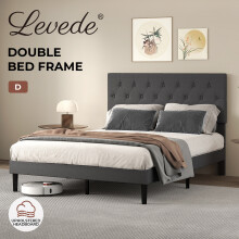 Levede Double Soft Foam Upholstered Bed Frame Grey
