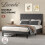 Levede Double Soft Foam Upholstered Bed Frame Grey 1