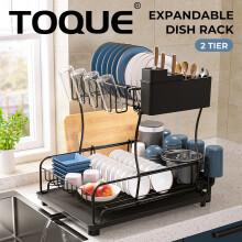 Toque Expandable Dish Drainer Rack 2 Tier Cutlery
