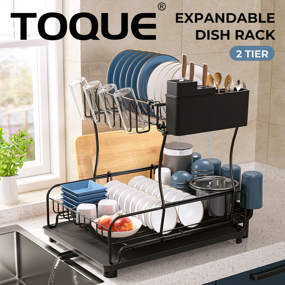 Toque Expandable Dish Drainer Rack 2 Tier Cutlery