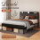 Levede Double Linen Bed Frame LED Charging Storage 1
