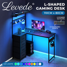 Levede L-Shape Gaming Desk RGB LED Black