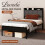 Levede Single Linen Upholstered Storage LED USB 1