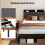 Levede Double Linen Bed Frame LED Charging Storage 3