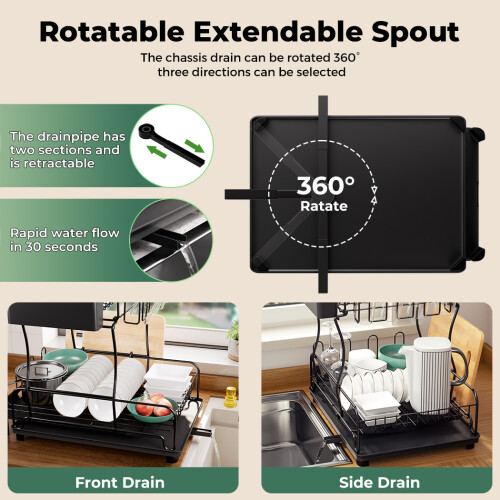 Toque Expandable Dish Drainer Rack 2 Tier Cutlery 1