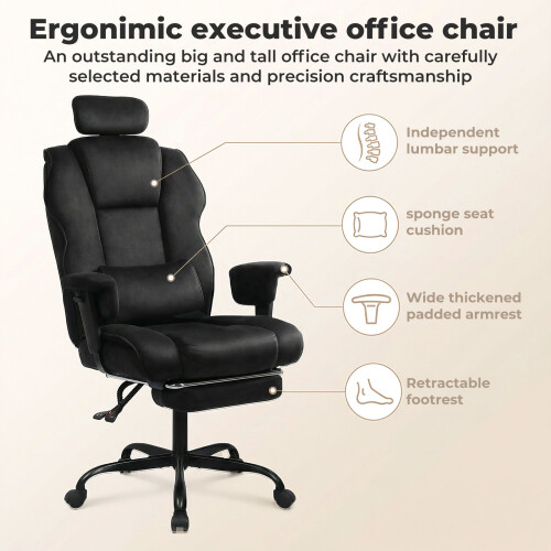 Executive Ergonomic Office Chair Suede Fabric 1
