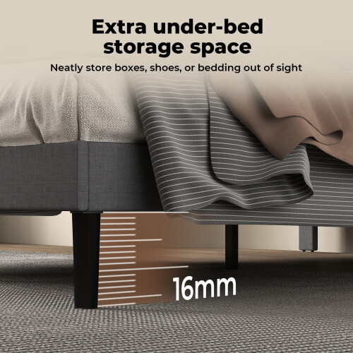 Levede Small Double Soft Foam Upholstered Bed Grey 1