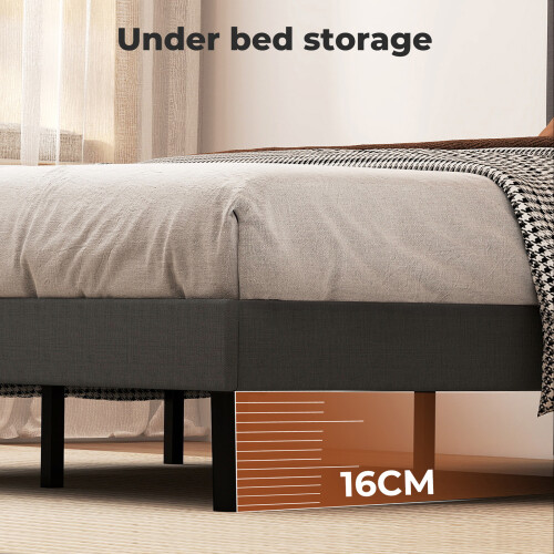 Levede Double Linen Tufted Bed Frame Grey 1