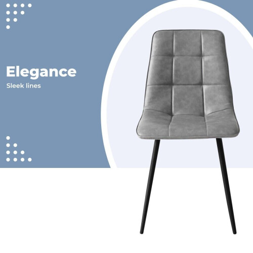 Levede Set of 4 Grey Stackable PU Dining Chairs 2