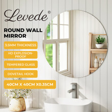 Levede 40cm Round Frameless Tempered Wall Mirror