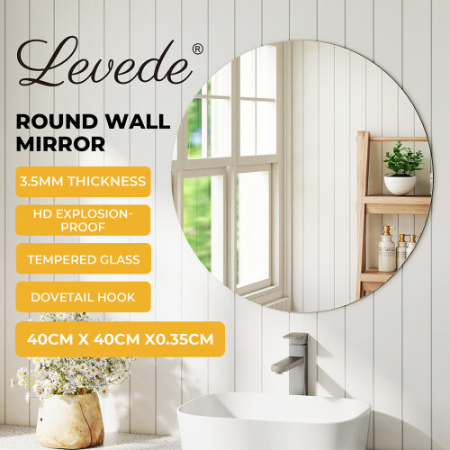 Levede 40cm Round Frameless Tempered Wall Mirror