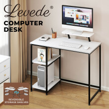 Levede Computer Desk Storage Shelves Monitor White