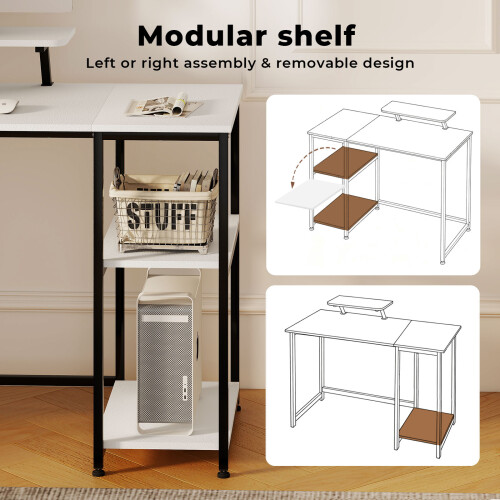 Levede Computer Desk Storage Shelves Monitor White 2