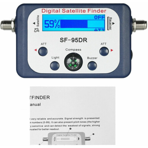 Satellite Signal Finder with LCD Backlit Display and Compass for Dish Alignment 1
