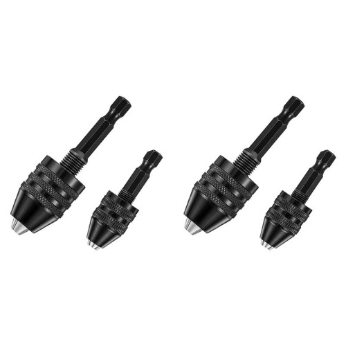 4Pcs Hex Shank Keyless Drill Chuck, Screwdriver Converter Drill Adapter Quick Change Drill Bits Tool(0.6-8mm, 0.3-3.6mm)