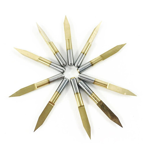 100Pcs 30 Degree 0.1mm Tip Titanium Coated Flat Bottom Carbide PCB Engraving Bits V-Shape CNC Router Cutter Cutting Tool 2